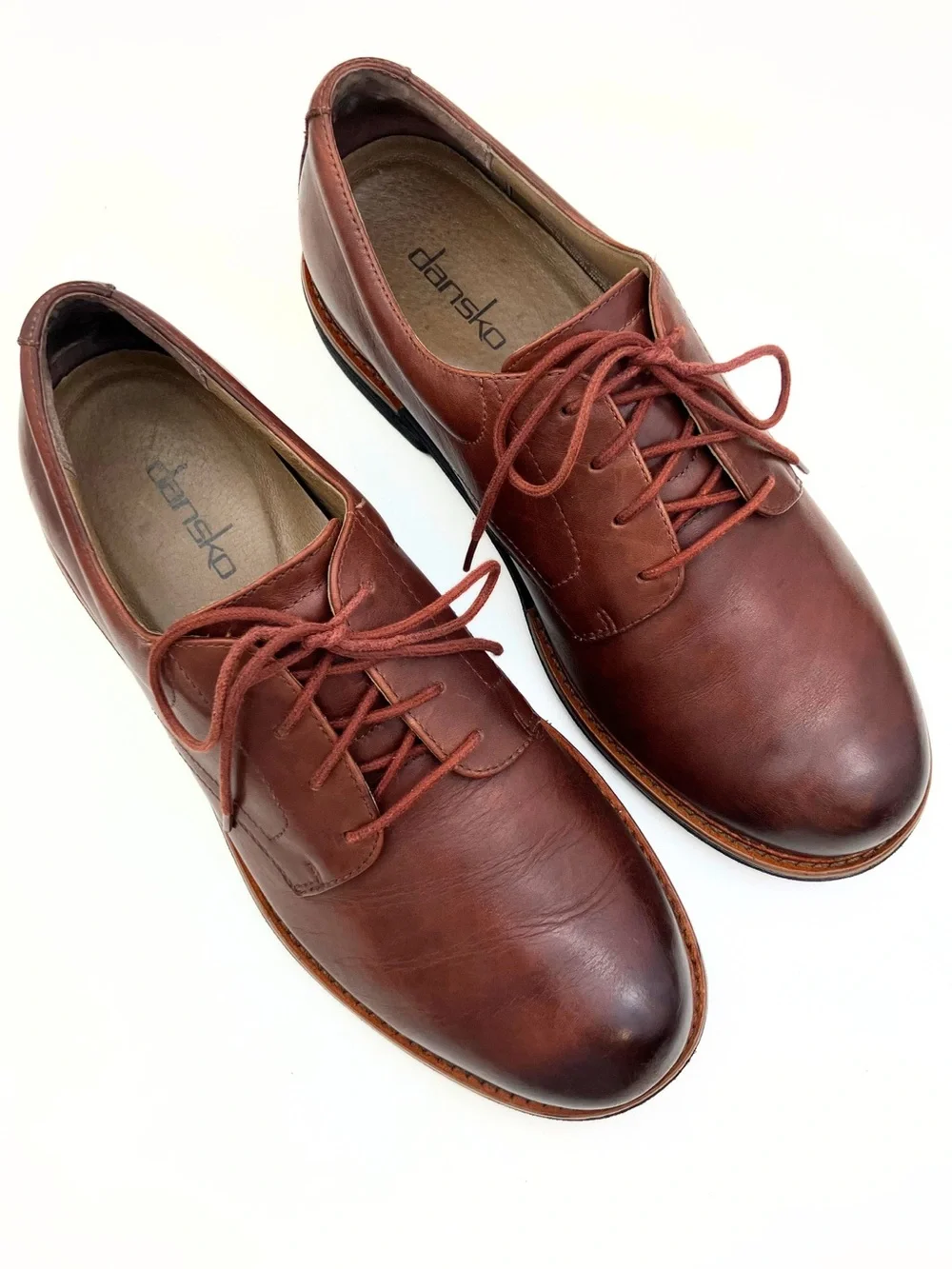 Dansko Men's Josh Antiqued Calf Mahogany Oxford Shoes Sz 9.5/43
